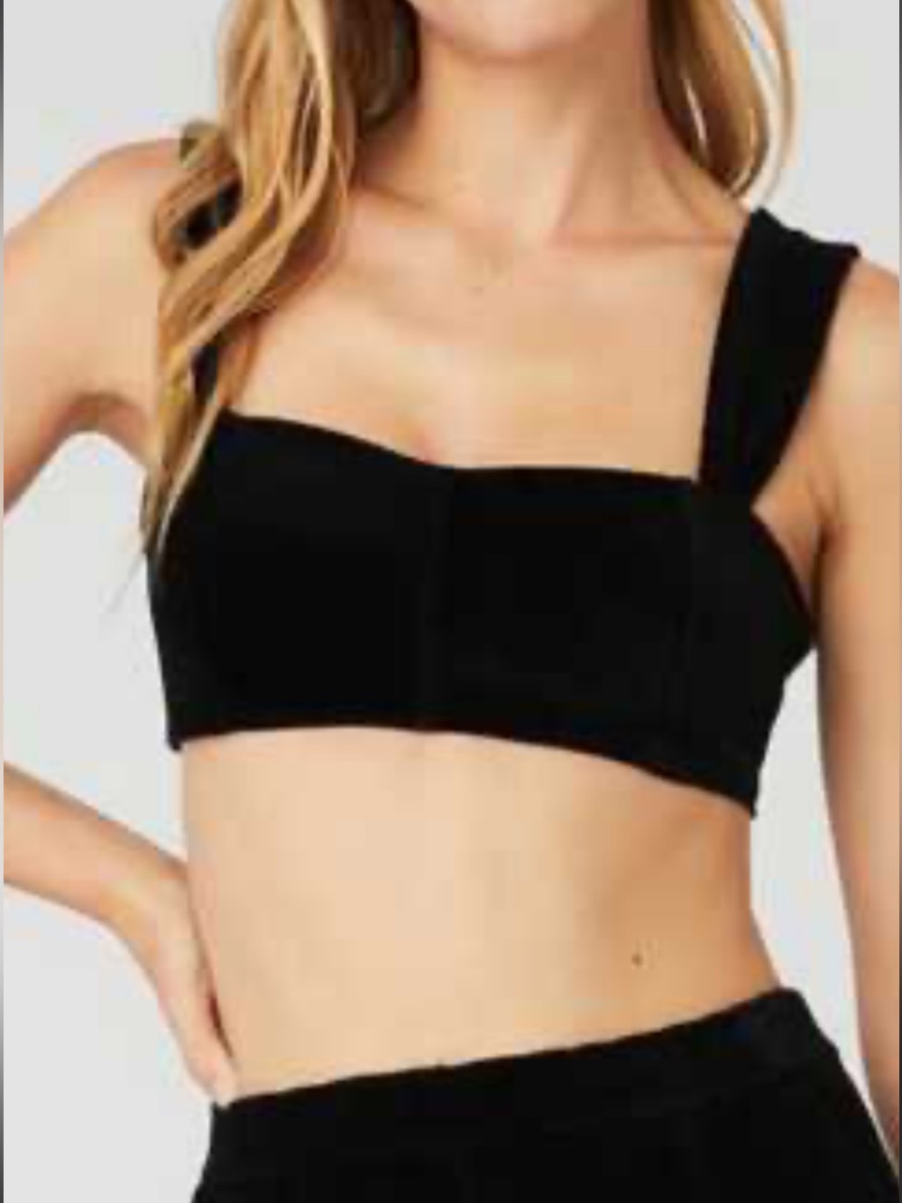 ALO Yoga Black Square-Neck Crop Top